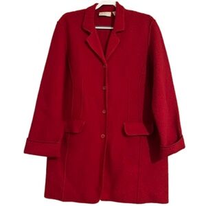 Studio Works Women’s 100% Wool Red Cardigan Jacket Fall Winter Casual Sz-L